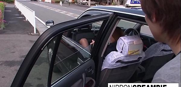  Hot Japanese babe fucks him in the car